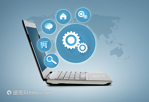 技術(shù)廣告帶圖標(biāo)的筆記本電腦 驅(qū)動計(jì)算機(jī)軟件的技術(shù)開發(fā)